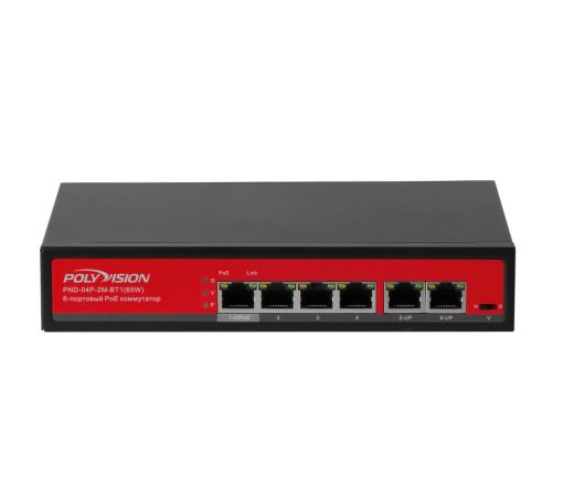 6-портовый коммутатор с функцией PoE PND-04P-2M-BT1 (65W) 