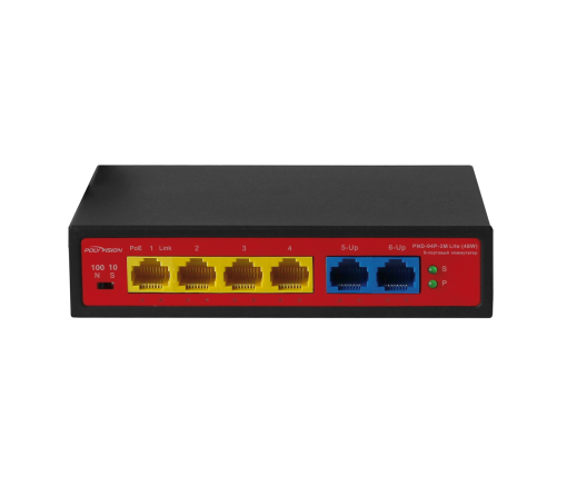 6-портовый неуправляемый коммутатор с функцией PoE PND-04P-2M Lite (48W) 