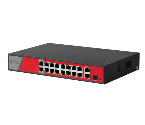 Гибридный гигабитный 16+2+1 портовый AI коммутатор PND-16P-2G1F-BT2 (300W) 